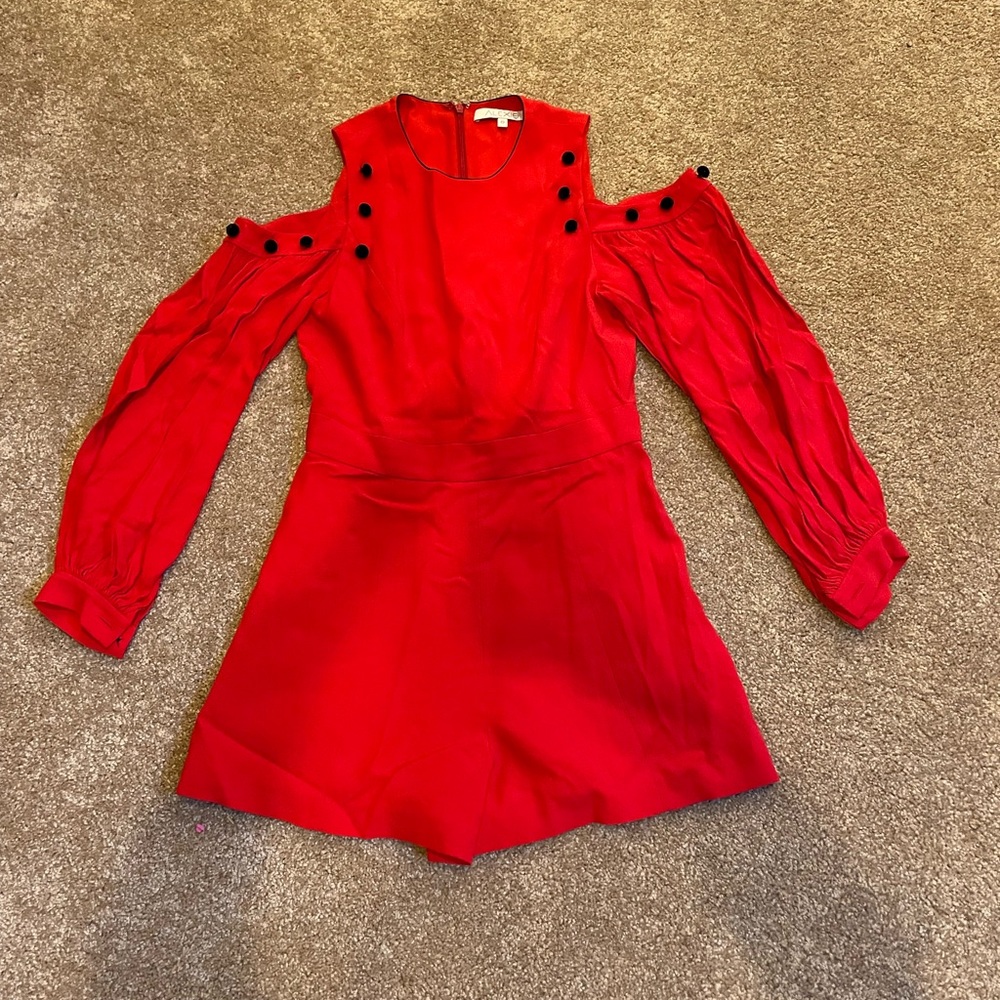 Alexis Red Cold-Shoulder Long Sleeve Romper